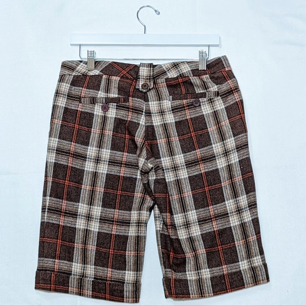 Vintage Papaya Wool Blend Bermuda Shorts | Plaid | Y2K | Grunge | Chic